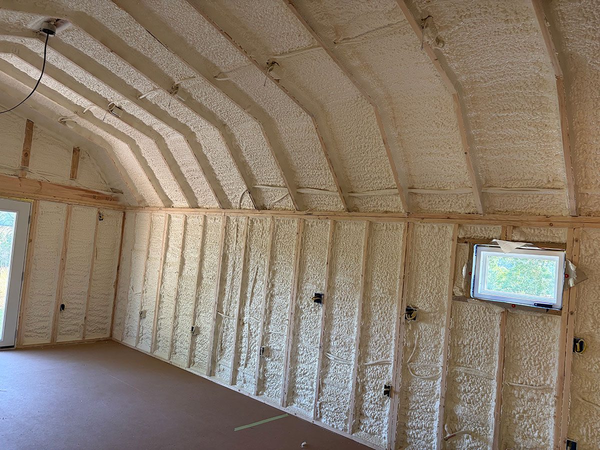 Open-cell spray foam insulation on attic ceiling — Mississippi